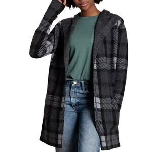 Toad&Co Black and Gray Plaid Hoodie